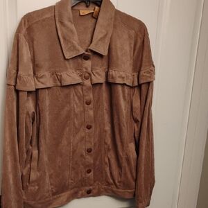 Wrangler Tan Jean Jacket with Suede Texture